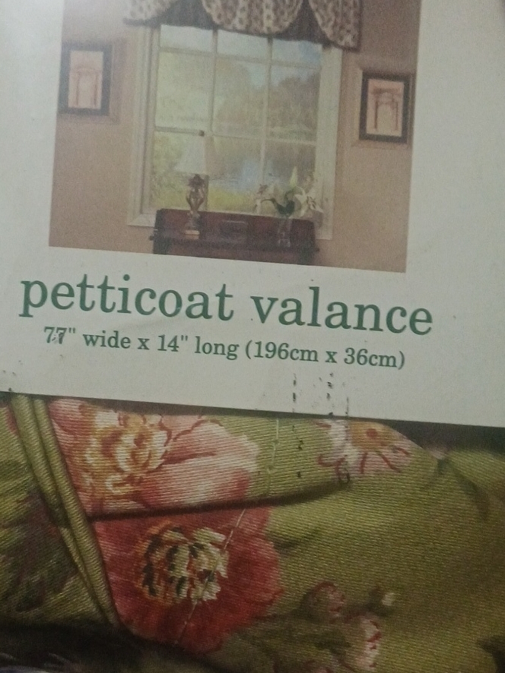 Waverly Petticoat Valance in Green with Pink Floral